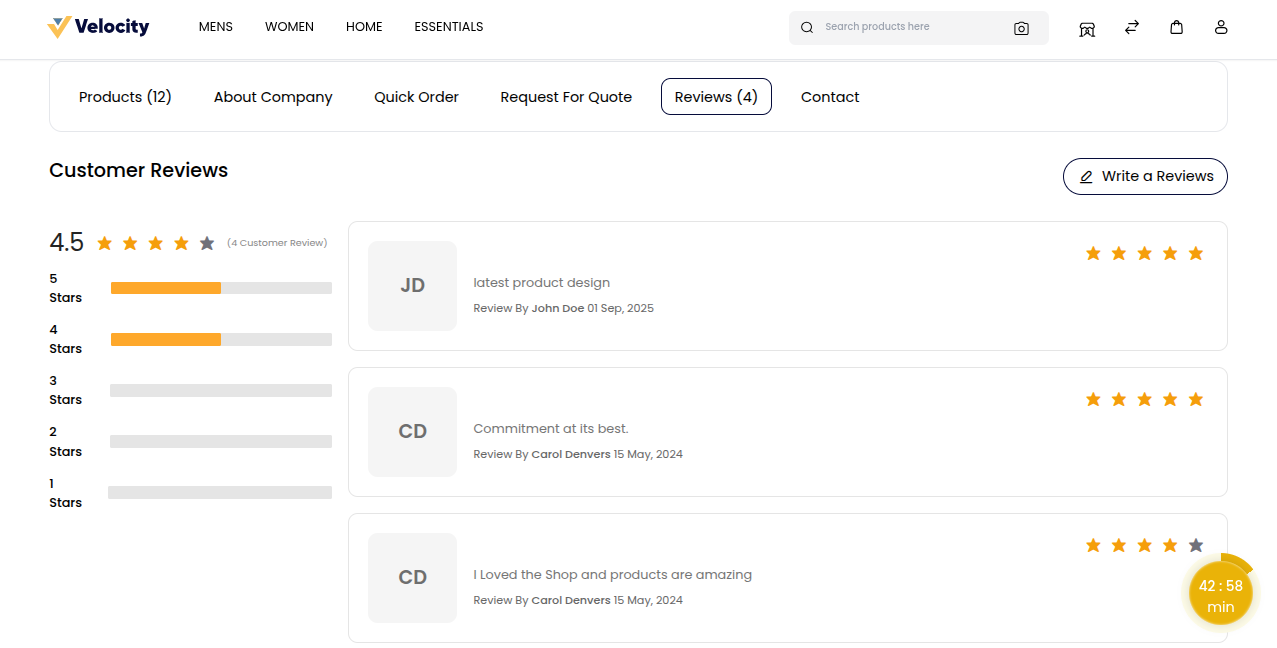 Write a Review Button