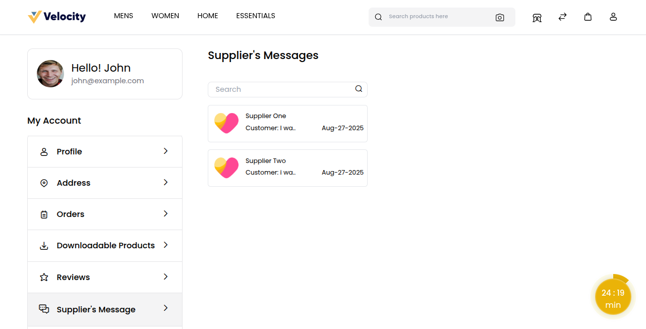 Supplier Response Page