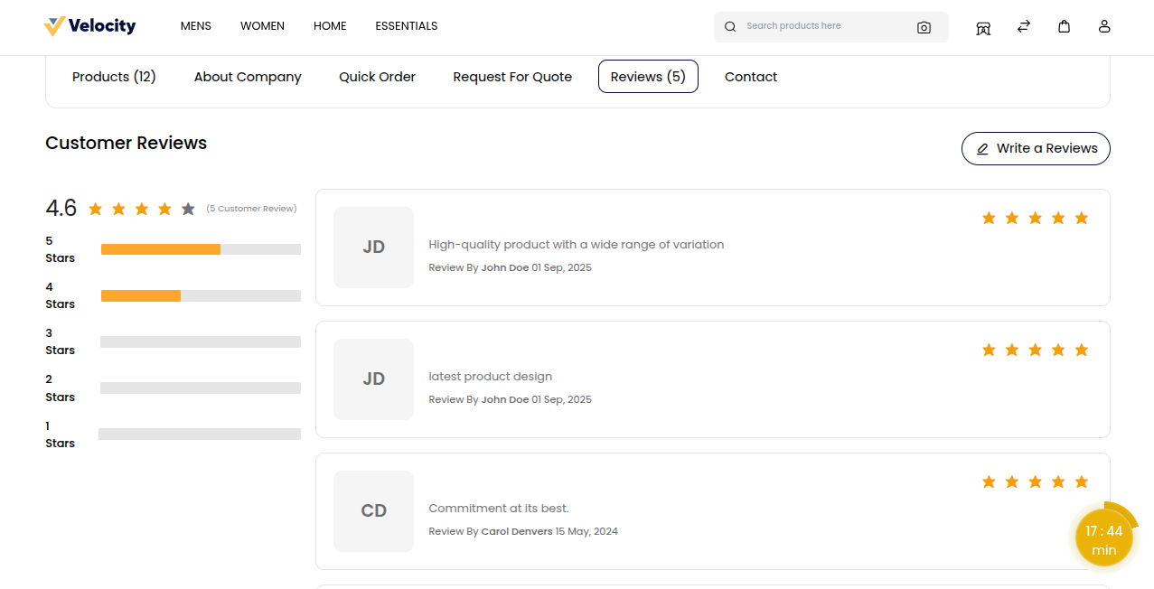 Review Frontend View