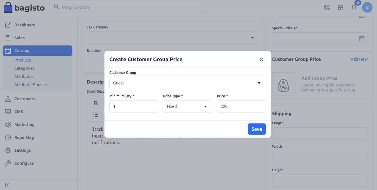Save Customer Group Price