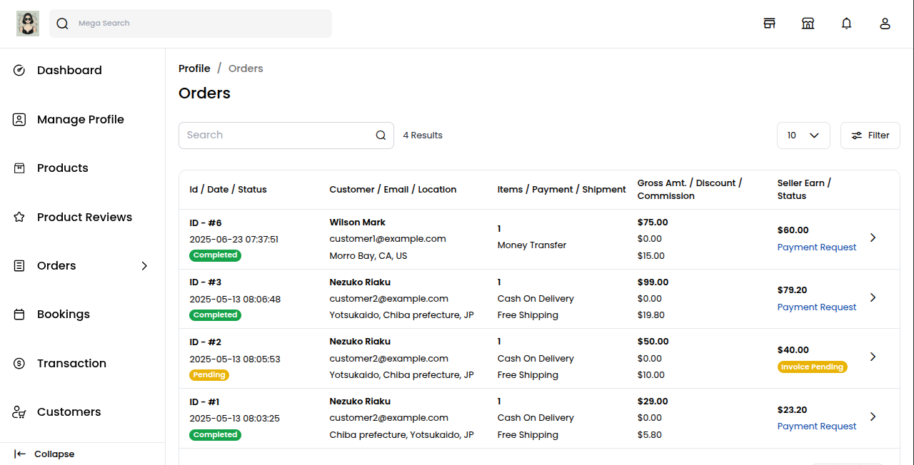 Seller Payment Request to Admin
