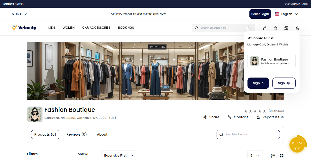 Customer Login/Sign In Button