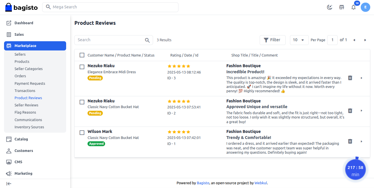 Admin Product Review Pending State