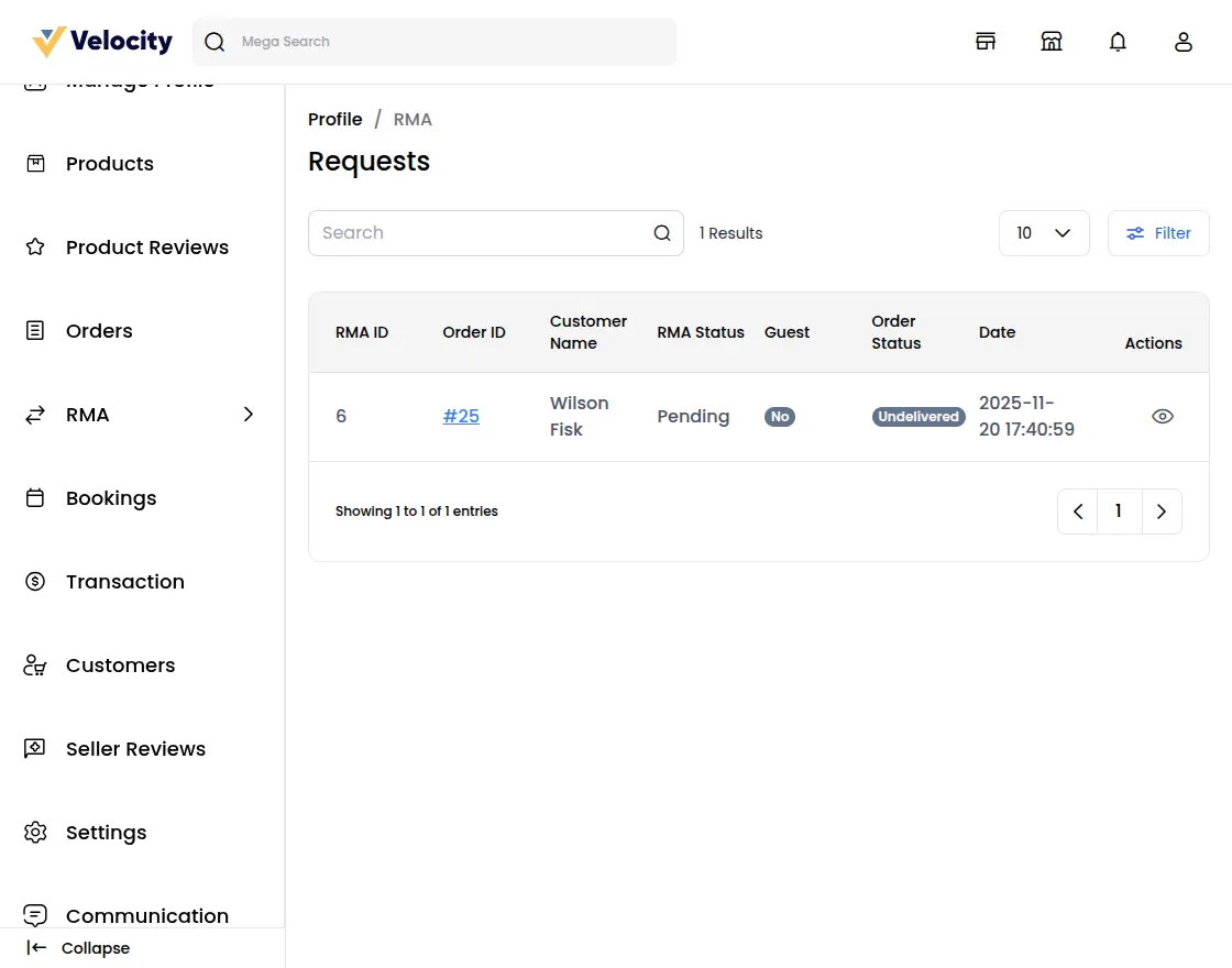 Customer Email and Password