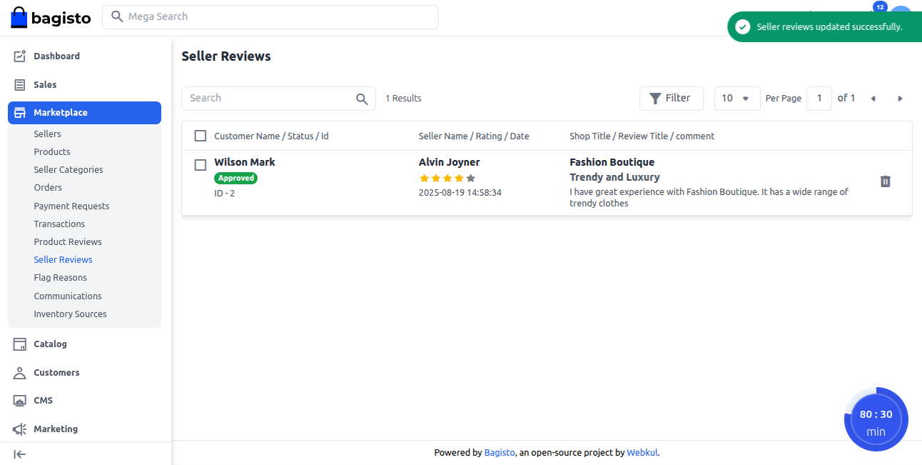 Admin Approved Seller Review