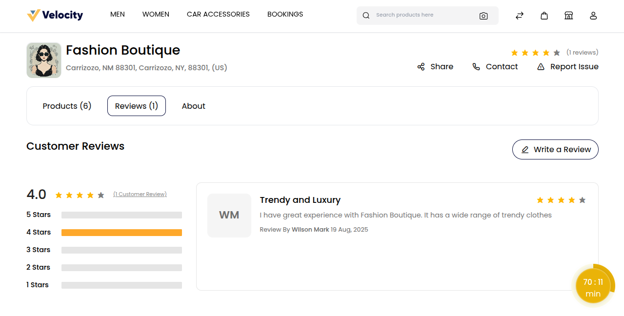 Seller Profile Review Page