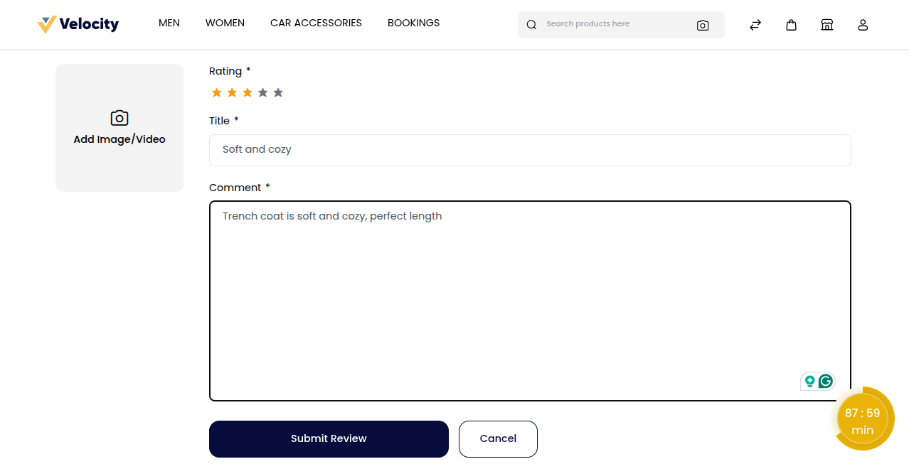Customer Product Review Submission