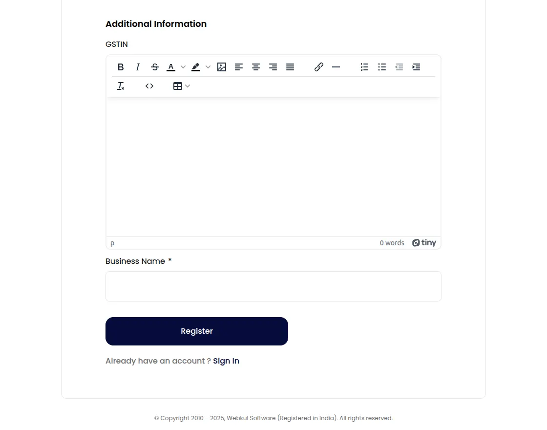 Customer Email and Password