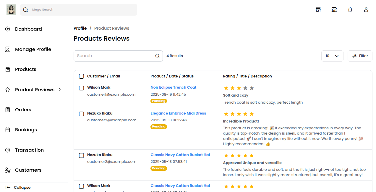 Seller Product Review Pending State