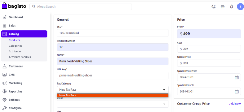 Product Tax Category